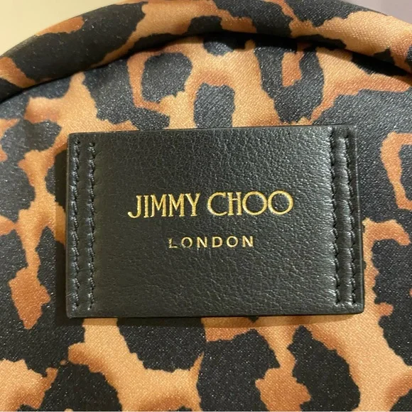 JIMMY CHOO Candice Onyp Natural Leo Nylon Leather Backpack NWT